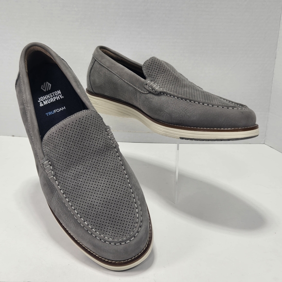 Johnston & Murphy Other - Johnston & Murphy Hodges Perforated Men's Gray Nubuck Leather Loafers Size 13
